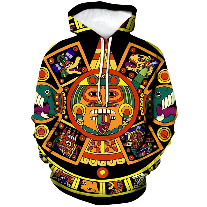 Colorful Neon Ethic Aztec Maya Print Men's Sweatshirt