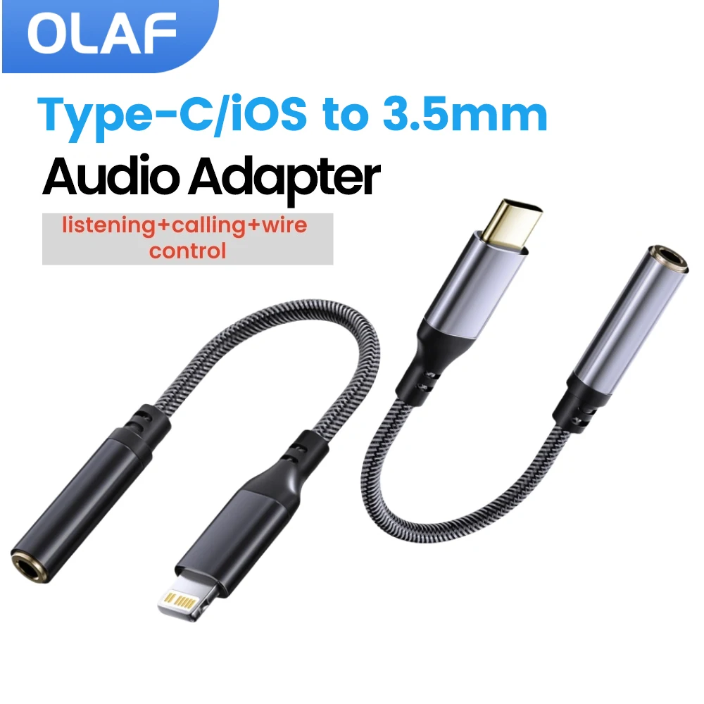 OLAF Type-C to 3.5mm Adapter Round Head Audio Conversion Cable Type-c Conversion Cable Earphone Adapter