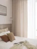 Cortinas semisombreadas de algodón y lino grueso de estilo japonés para dormitorios, salas de estar y cortinas