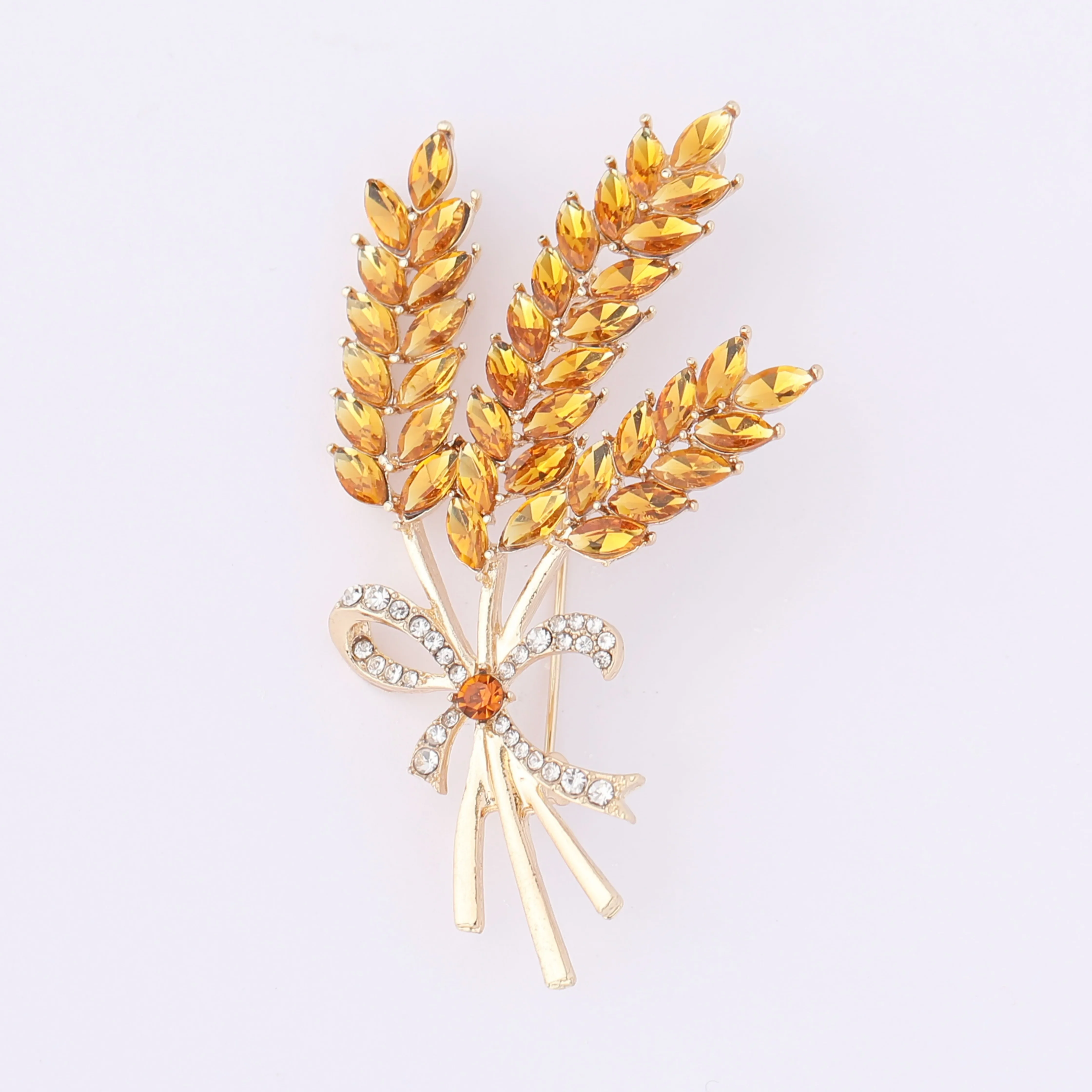 Luxury Jewelry For Wholesale Українська жіноча брошка Wheat Brooch Badge Sparkling Rhinestone Lapel Pin For Group Gift