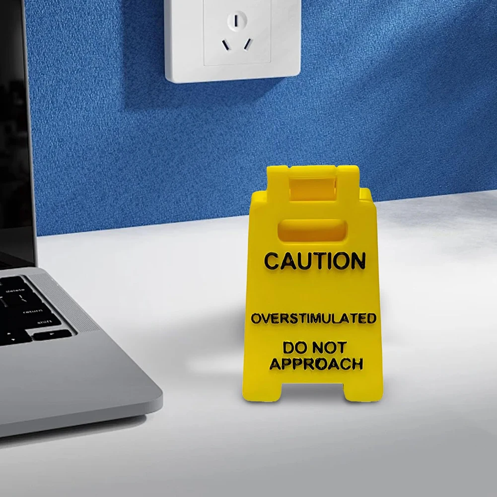 Caution Overstimulated Desk Sign Desk Caution Sign Funny Do Not Approach Table Sign Decorative 3D Printed for Coworker Teammate