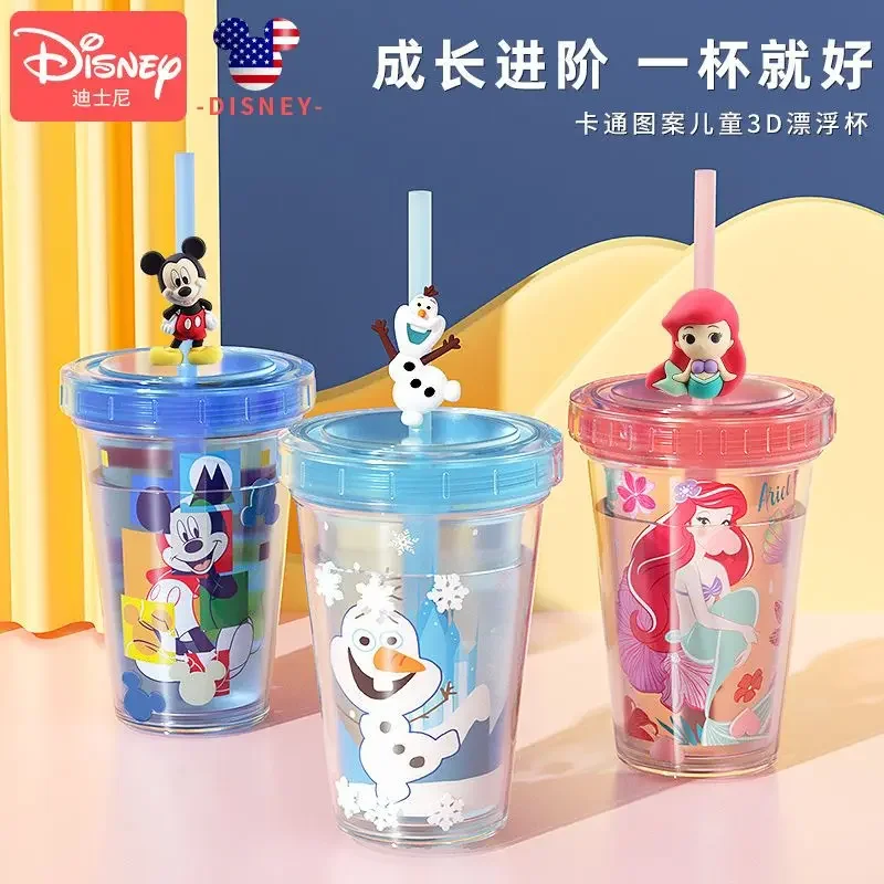 Disney Princess Elsa Fontanella Per Bambini Tazza Di Paglia Cartoon 3D Baby Infusion Tazza Di Paglia Antiscottatura Regalo Bottiglia D'Acqua