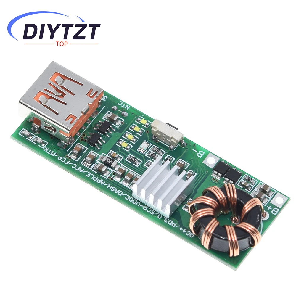 DIYTZT QC4.0 QC3.0 Double Way PD Mobile Phone Power Bank Quick Charge 3.7V to 5V 9V 4.5A 22.5W Type-C USB Boost Charger Board