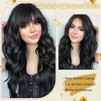 Extension capillaire synthétique fausse frange à Air, postiche naturelle à franges avant, postiche à Clip noir et marron, Double favoris, coiffure 4
