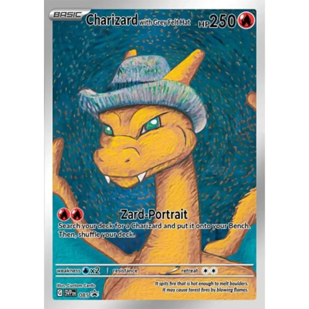 DIY Pokemon Van Gogh Museum Pikachu Collection Cards Pokemon Classic Single Card Game Anime Self Made Cards Gift Toys pokemon cards