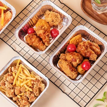 30PCS BBQ Aluminum Foil Grease Drip Pans Air Fryer Non-Stick Steaming Basket Recyclable Grill Catch Tray Kitchen Tool