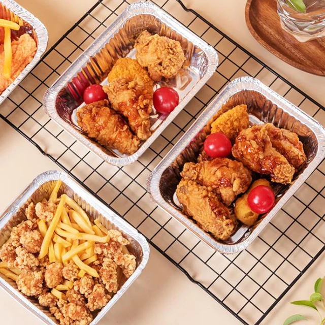 30PCS BBQ Aluminum Foil Grease Drip Pans Air Fryer Non-Stick Steaming Basket Recyclable Grill Catch Tray Kitchen Tool