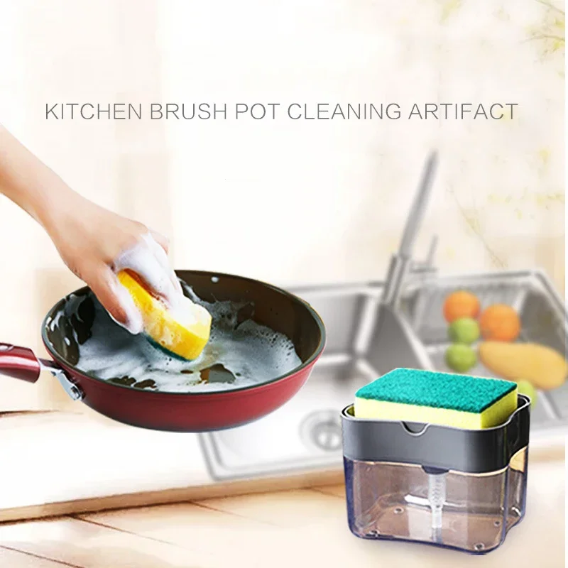 Automatic Liquid Soap Dispensers Soap Box Sponge Kitchen Dishwasher Manual Press Detergent Container Organizer Kitchen Gadgets soap dispenser
