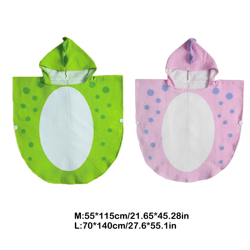Hotel Children Hooded Bath Robe Kids Cartoon Adorable Bathrobe Green M
