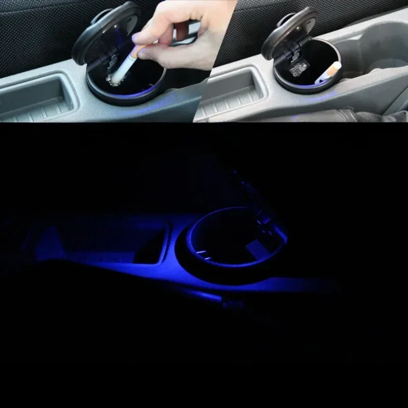 LED 빛을 가진 휴대용 자동차 담배 재떨이 컵 분리형 원터치 오픈 차량 재떨이 홀더 BMW 용 재떨이 자동
