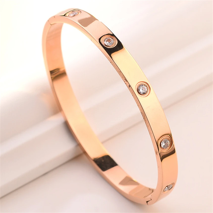 316L Stainless Steel Simplicity Generous Zircon Bracelet Ladies Fashion Trend High Jewelry Accessories Party Gift SAB1390 2