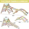 Foldable Climbing Triangle Ladder Toys with Ramp for Sliding,Climbing Set of 3 Wooden Safety Sturdy Kids Play Gym Indoor Outdoor 3