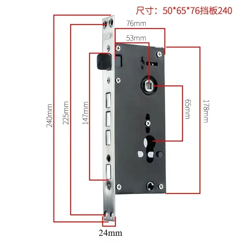 Mechanical Lock Body for Anti-theft Door Lock Engineering 24 * 240 Square Head 30 * 240 Cylindrical Body
