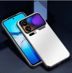 Enhanced Metal Back Plate with Camera Protection and Buckle Case Holder Cover for Xiaomi 13T Pro (Silver)