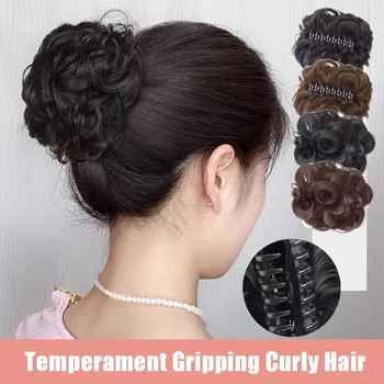 Fermaglio per capelli sintetico Parrucche per capelli ricci disordinati per le donne Parrucca per chignon con chignon per capelli Clip per artiglio nel parrucchino per le donne