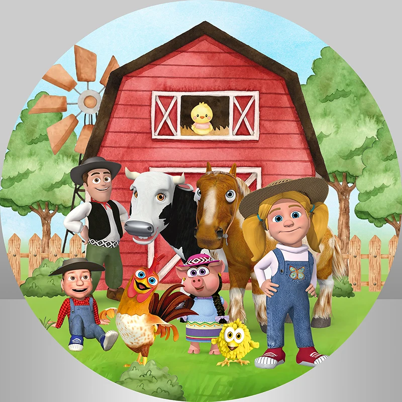 La Granja De Zenon 사진 스튜디오 라운드 배경 녹색 잔디 농장 사용자..