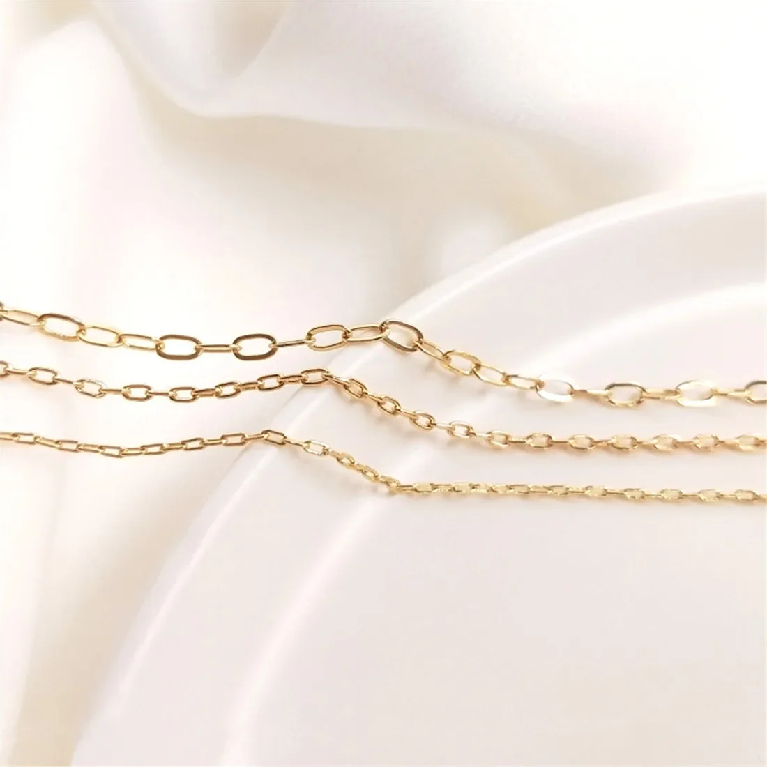 

14k Gold Wrapped Rectangular O-shaped Chain Thin Chain DIY Earrings Bracelet Necklace Material Accessories Loose Chain B602