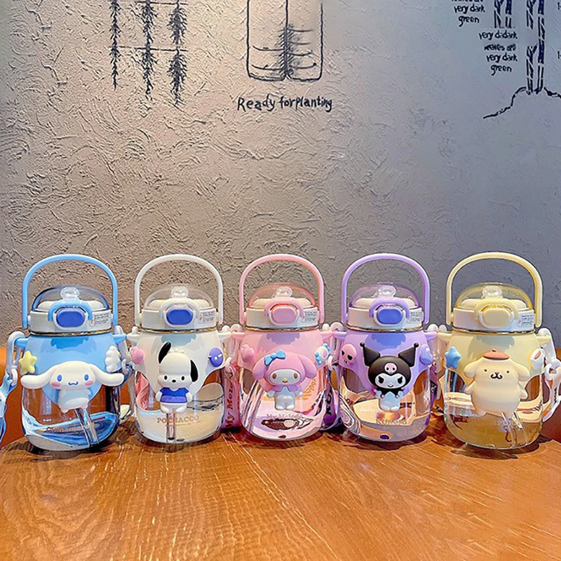 

Kawaii Sanrio Anime Water Cup Cute Pochacco Kuromi My Melody Cinnamoroll Exquisite Cartoon Straw Big Belly Cup Gift for Children