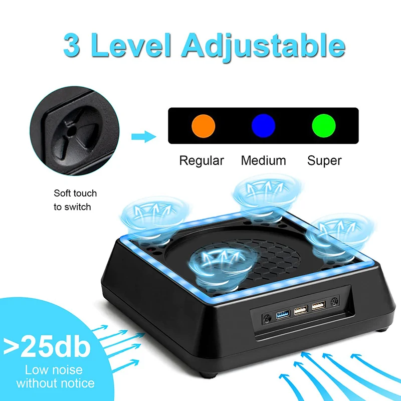 New Vertical Stand Cooler for Xbox Series X Game Console Build in Cooling Fan with 7 Color LED Station 3 USB Ports Dock Mount