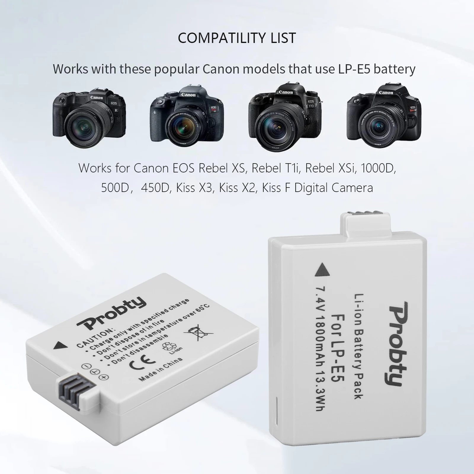 1 Pc LP-E5 LPE5 LP E5 Rechargeable Camera Battery For CANON 450D 500D 1000D KISS X2 X3 F Rebel XS XSi T1i rechargeable battery camera battery