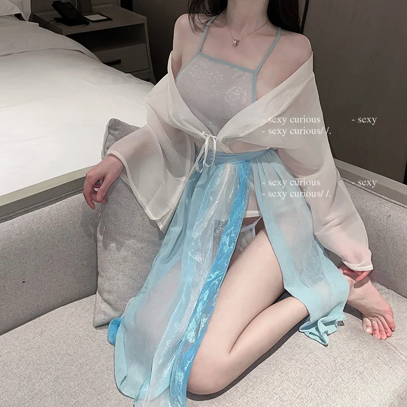 

Fan Lei 476 Sexy Pajamas Ancient Style Xiaojia Jasper Suit National Trendy Style Apron High Slit Nightdress