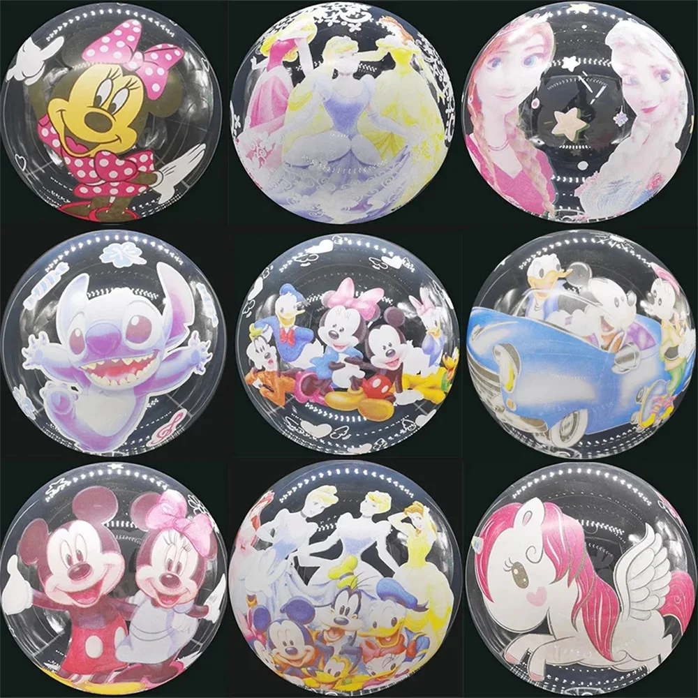 

20inch Lilo Stitch Minnie Mickey Mouse Transparent Bobo Balloon Princess Frozen Printing Balloon for Kids Birthday Party Decor