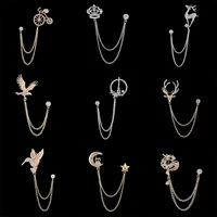 Fashion Lapel Pin Brooch Fashion Deer Eagle Animals Fringed Men's Suit Brooch Simple Suit Dress Jacket Jewelry Accessories Gifts