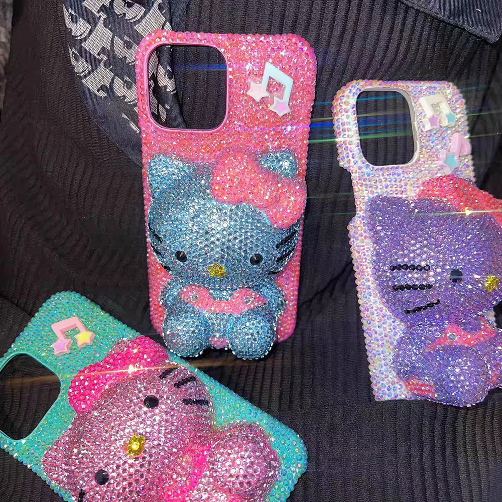 Phone Case Chain Rhinestone Bling Crystal For iPhone 11 12 13 14 15Pro Max X Xs XR 7 8 Plus SE 2 3 10 Transparent Bumper Cover