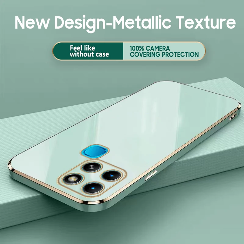 Custodia per telefono in silicone con placcatura quadrata di lusso per Infinix Smart 6 5 4 Coque Cover morbida con protezione ultra sottile_voghion.com