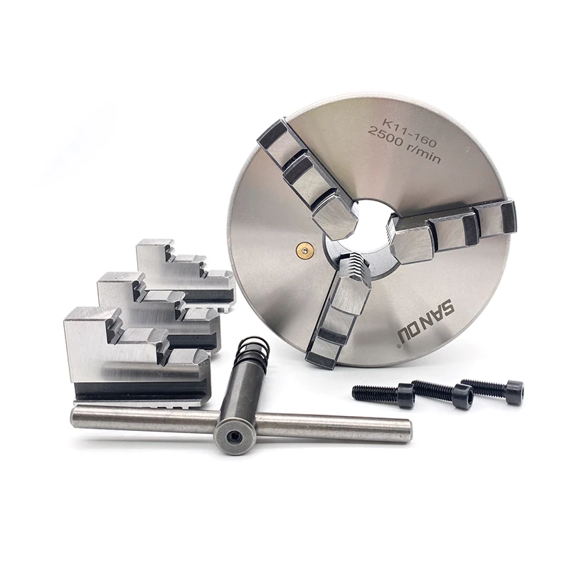 3 Jaw Chuck 160mm SANOU Metal Lathe Chuck K11-160 Self-centering Chuck Manual Type Scroll Chuck For Bench Lathe