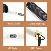 Peigne chauffant électrique LCD, double usage, lisseur, bigoudi, anti-brûlure, outil de coiffage, brosse à lisser 6