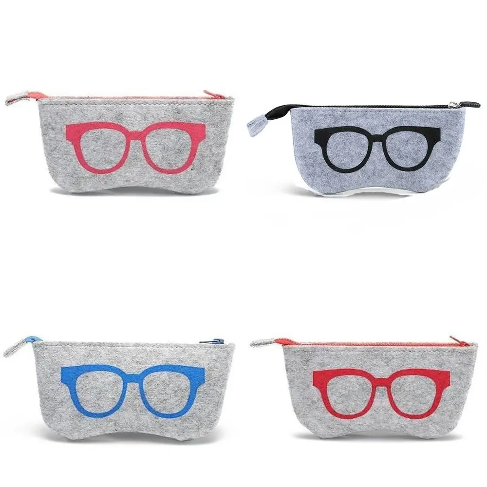 

New Portable Storage Zipper Pouch Felt Box Eye Glasses Bag Sunglasses Case