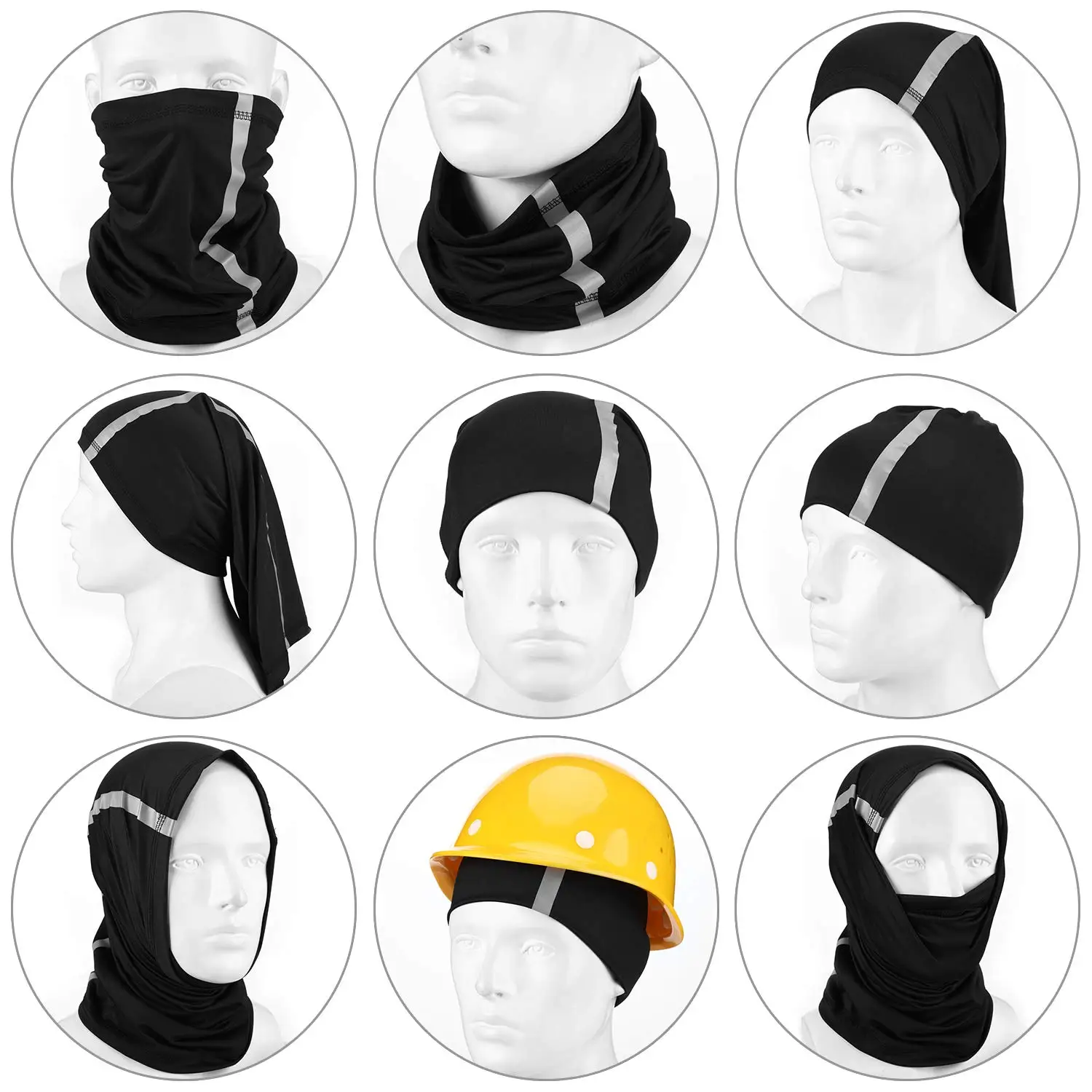 High Visibility Neck Gaiter Reflective Summer Bandana Wind Dust Sun Protection Scarf Multi-purpose Headdress neck gaiter