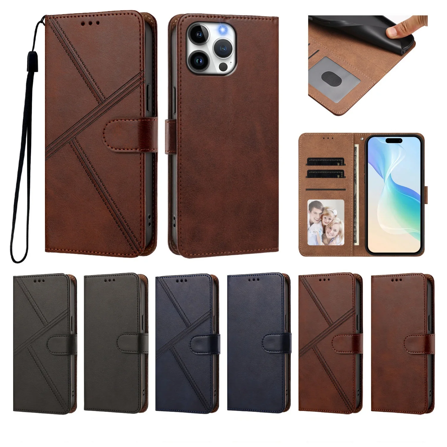 Premium PU Leather Flip Wallet Cover Case