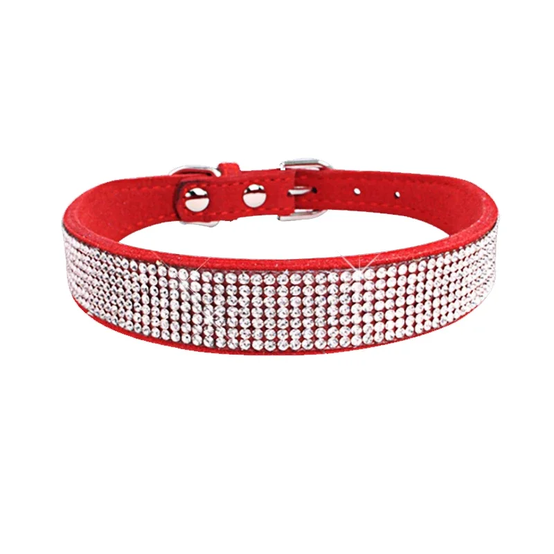 Sparkling Crystal Rhinestone Pet Collar with Zinc Alloy Buckle for Small to Medium Dogs and Cats