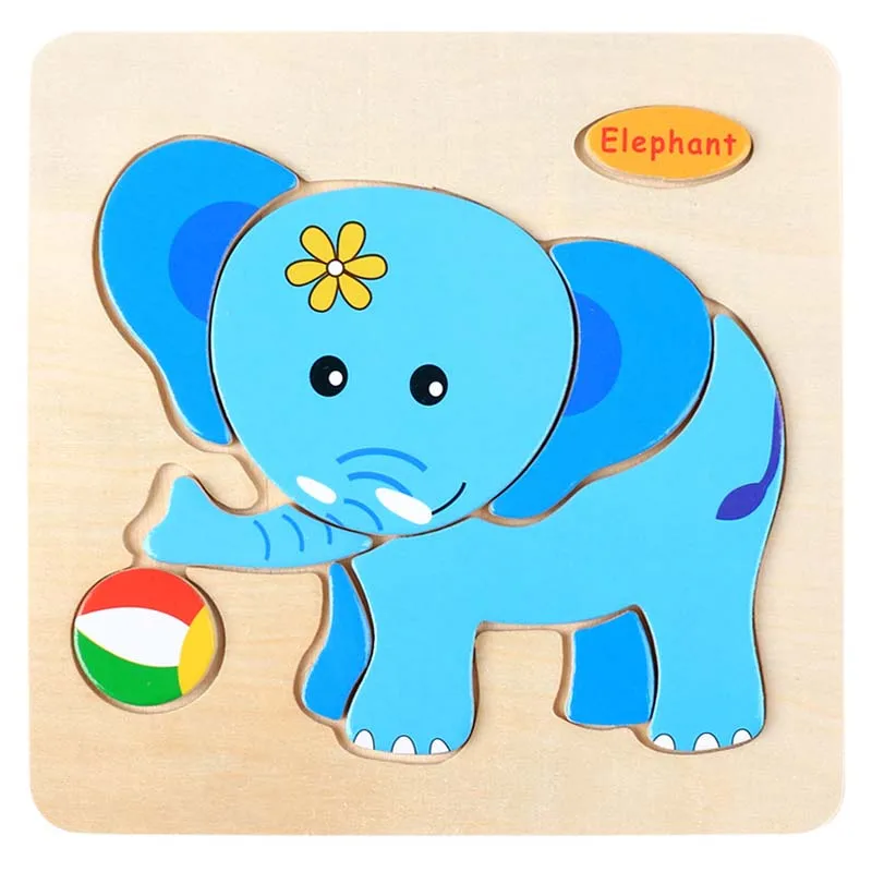 Wooden Cartoon Animal Jigsaw Puzzle Board Game for Children - Montessori Educational Toy