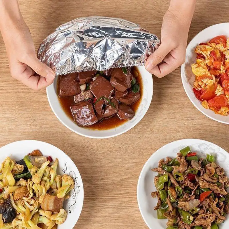 Aluminum Foil Food Covers 50 Pieces Round Insulation Food Grade Aluminum Foil Tray Lids Canning Products Cookware Accessory For