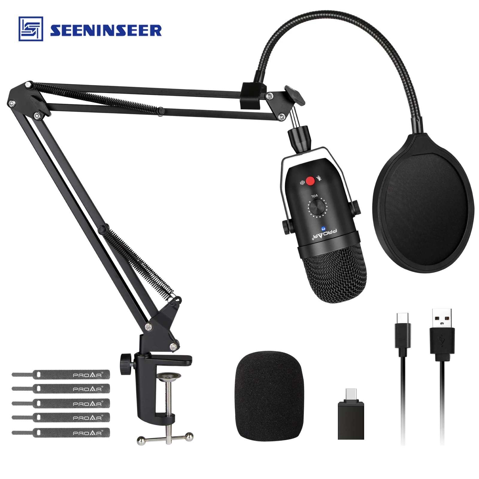 USB Microphone for PC Computer PS4 Cardioid Condenser ASMR Microphone Kit  Metal Podcast Microphone for Streaming Gaming Studio Video Recording