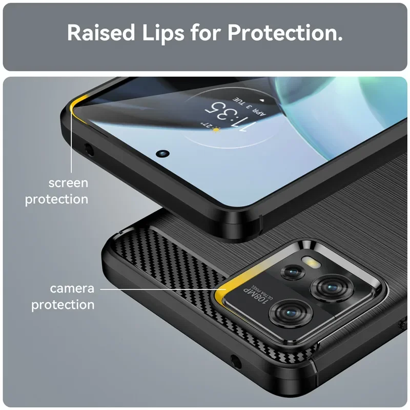 For Motorola Moto G22 G32 G42 G52 G62 G72 G82 Case Silicone Bumper Carbon Fiber TPU Slim Cover For Moto E22 E22i E22S E32 E32S — view 6