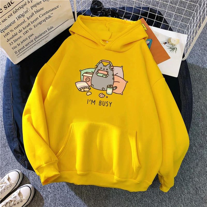 black hoodie Funny Cat Hoodie Women 2022 Fashion Kawaii Korean Version Harajuku Sweater Women 90s Cartoon Clothes Women Hooded Casual Girls white sweatshirt