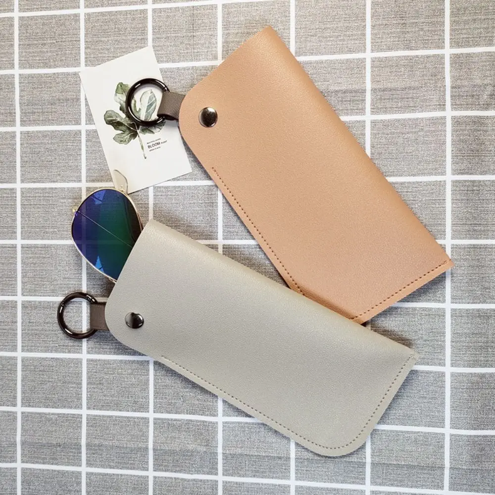 

Simple Portable Sunglasses Case with Hanging Ring Candy Color Eyeglasses Box Soft PU Leather Glasses Bag Eyewear Accessoires
