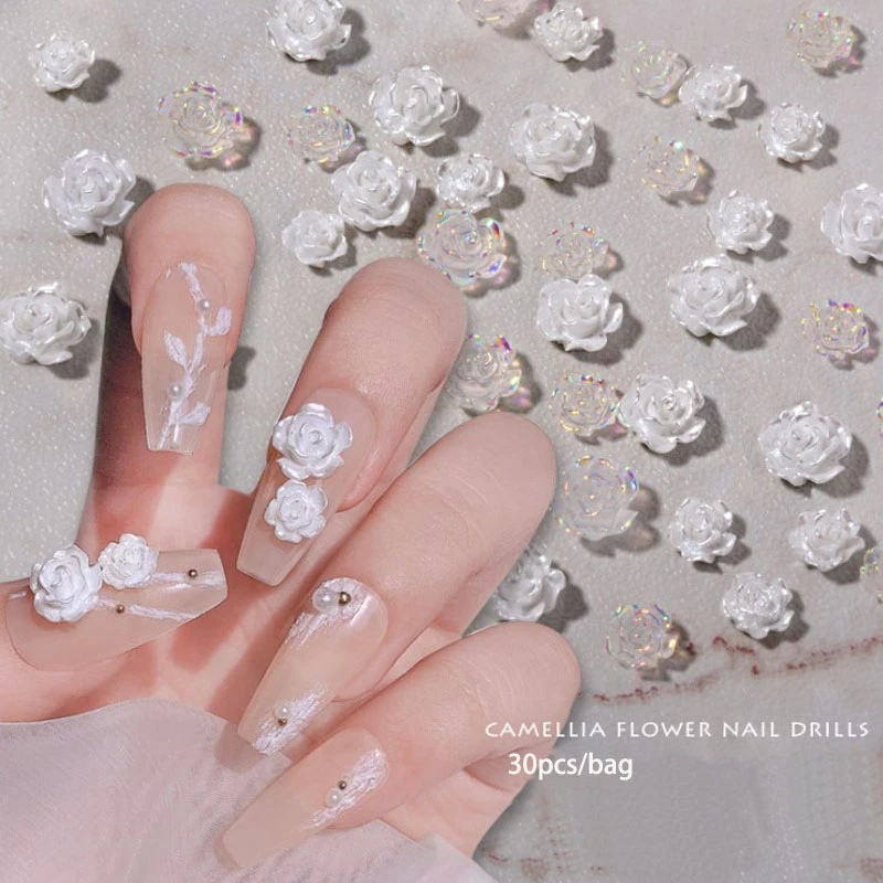 30個3d樹脂椿オーロラ ホワイトきらめき石ネイルアートの装飾diyワニスマニキュア爪アートアクセサリー ラインストーン 装飾 Aliexpress