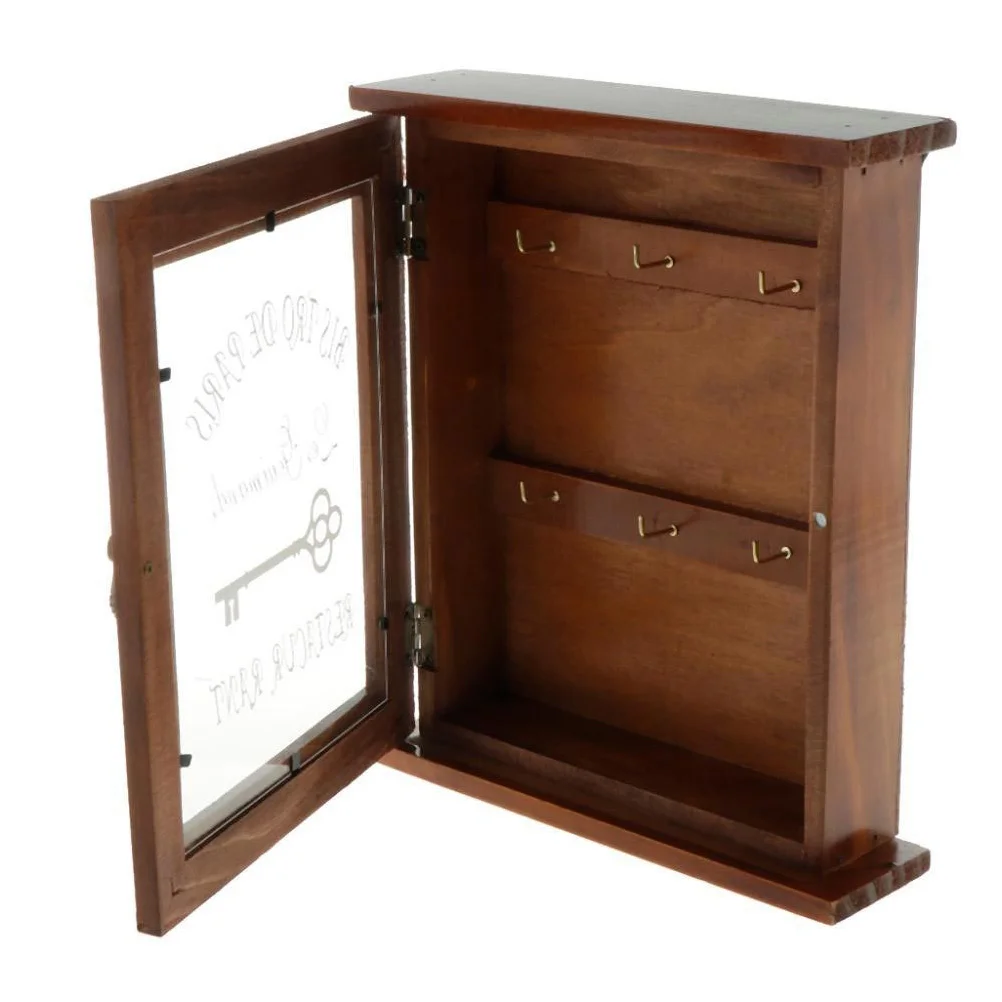 Key Wall Holder Box Storage Cabinet Rustic Decorative Organizer Entryway Wood Hook Case Mail Shelf Management Wooden Farmhouse