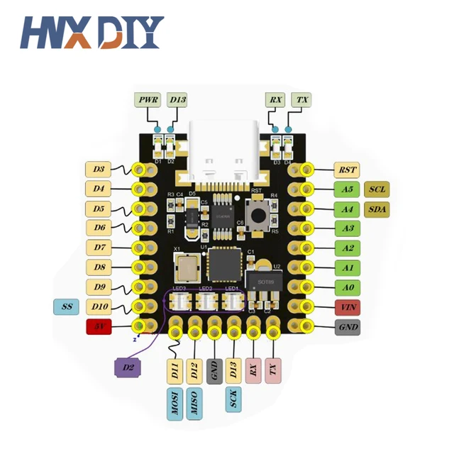 Scheda Di Sviluppo Nano Arduino - 2 Pezzi Con Cavo USB-C, Compatibile Con IDE - Foto 4