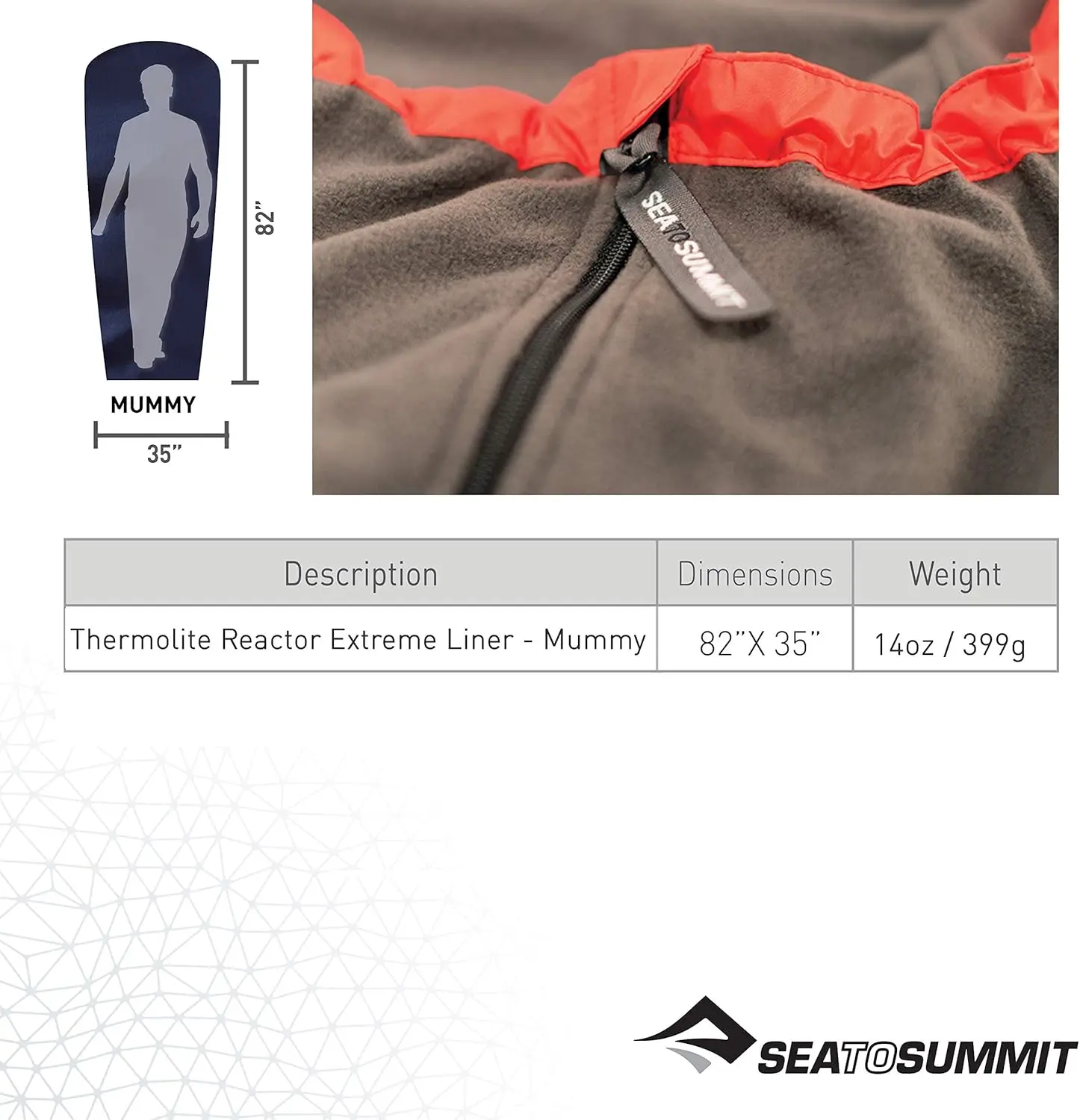 Summit Thermolite Reactor Extreme Sleeping Bag Liner-Red, 90 x 210 Centimeter