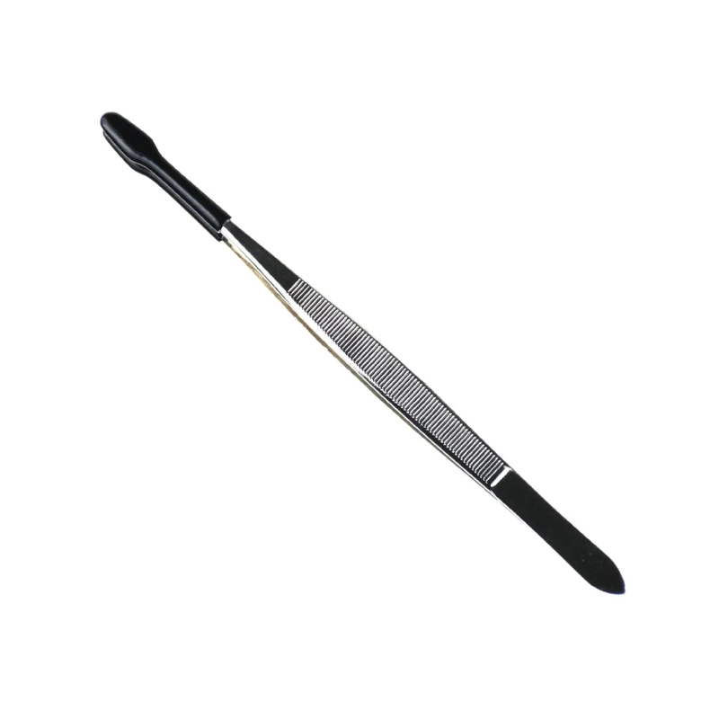 Stainless Steel Tweezers Lightweight Flat Head Rubber Tipped for Stamp Coin Jewelry Lab Hobby Crafts M4YD precision tweezers tweezer tool