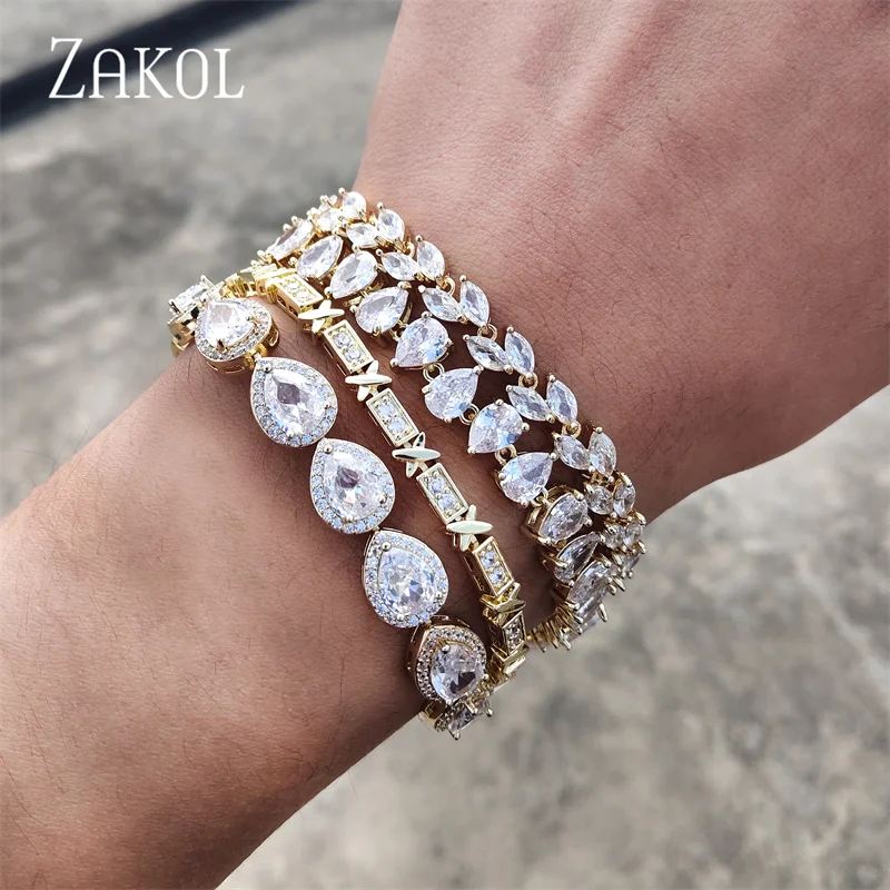 ZAKOL ファッションホワイトリーフブレスレットバングル女性男性
