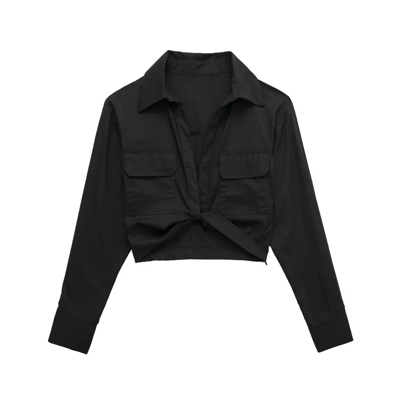 

2023 Fall New Women's Temperament In Europe And The United States Elegant Casual Solid Color Shirt Short Paragraph Blouse