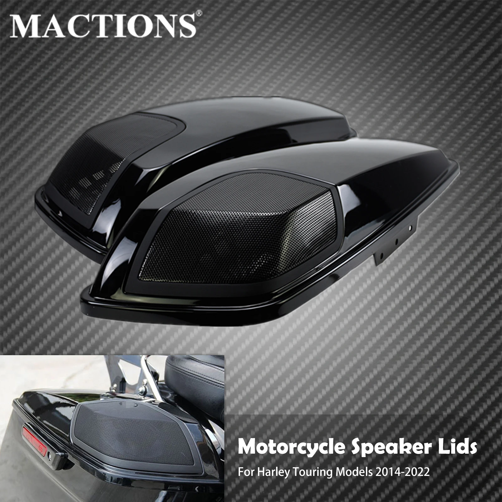 Motorcycle Saddlebag Lid Speaker Cutouts Grilles Covers Fits For Harley Touring Electra Glide