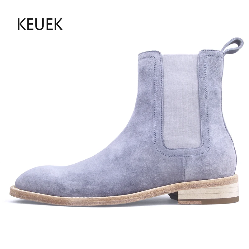

New Luxury Design Chelsea Boots Men Genuine Leather Work Shoes Youth Street Style Breathable Outdoor Ankle Boots Male 5A